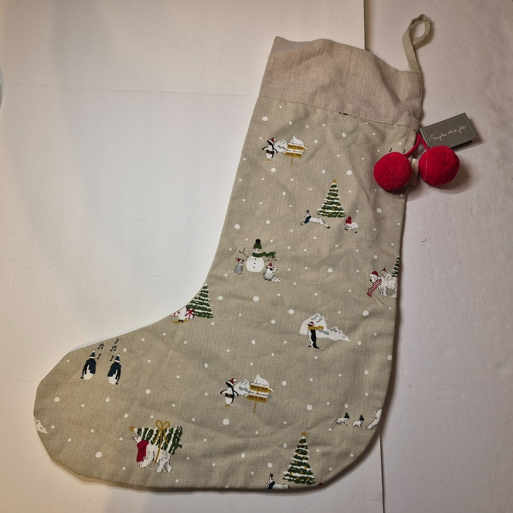 Sophie Allport Penguins Snow Season 23" Cotton Christmas Stocking Decoration